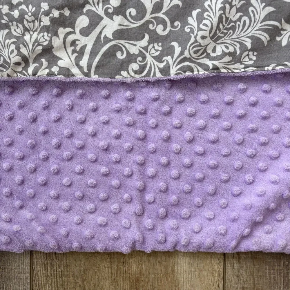 Carseat Canopy Cover Baby Girl Purple Gray Floral Fleece Minky Feminine Washable